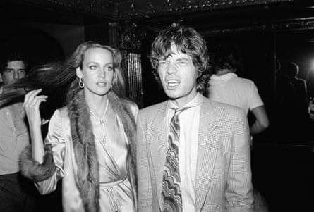 Jerry Hall arriving at Studio 54 with Mick Jagger in 1979.