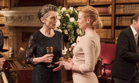 ‘I should’ve had dogs’ … Lady Caroline Collingwood (Harriet Walter) talks with Shiv (Sarah Snook)