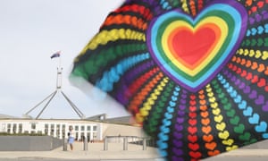 same-sex marriage flag outside parliament house