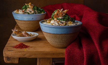 Multigrain porridge with kale, hazelnuts and smoked fish recipe by Claire Ptak.