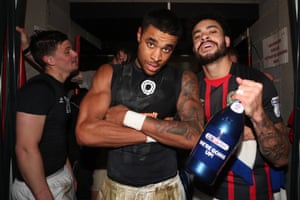 Dominic Samuel and Derrick Williams get their celebration on.