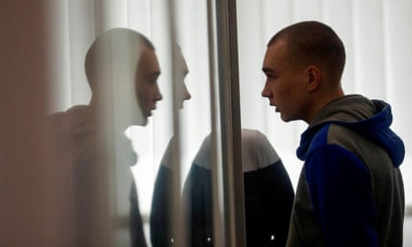 Russian soldier Vadim Shishimarin, 21, after he was sentenced to life in prison by a Ukrainian court in Kyiv.
