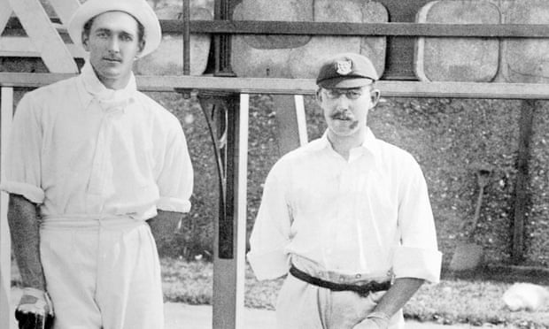 Tim Killick (right) and CB Fry after a partnership of 209 and 200 runs for Sussex and Yorkshire against Hove on 20th August 1901.