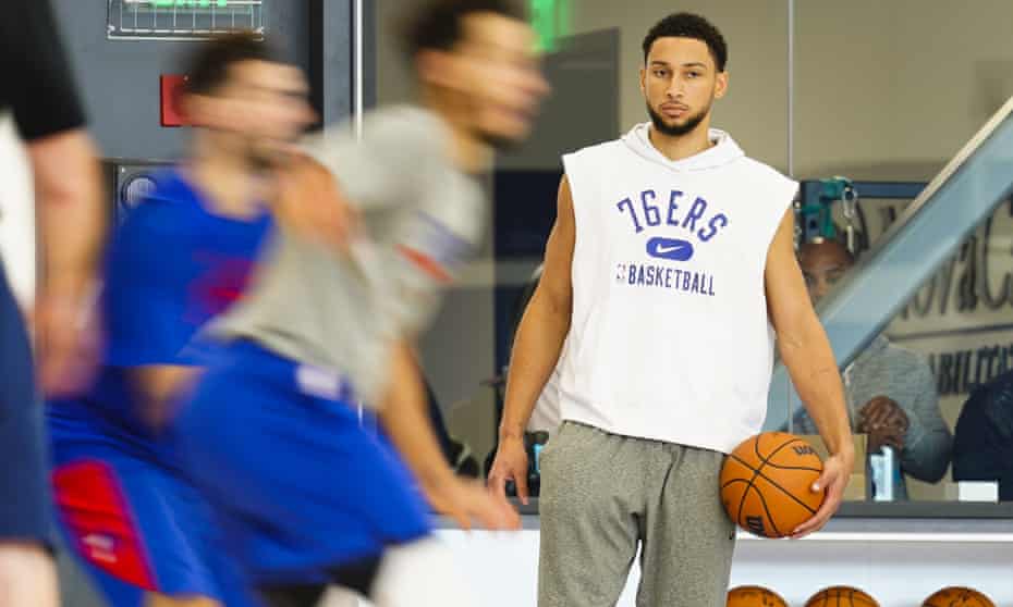 Ben Simmons during a Philadelphia 76ers practice session on Monday