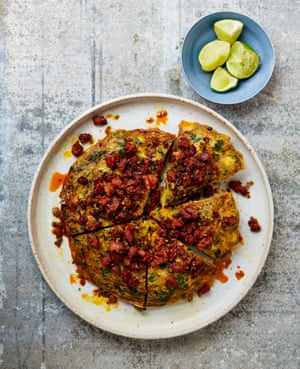 Yotam Ottolenghi’s cauliflower, manchego and chorizo frittata.