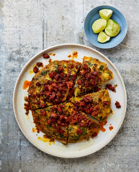 Yotam Ottolenghi’s cauliflower, manchego and chorizo frittata.