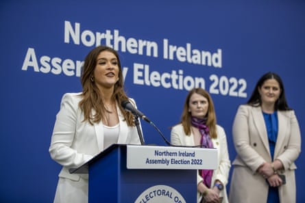 Cara Hunter delivering her acceptance speech after being elected to the Northern Ireland assembly.