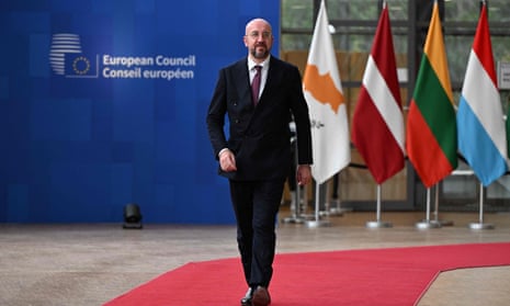 European Council President Charles Michel arrives for a EU leaders Summit at the European Council Building in Brussels on 26 October 2023.
