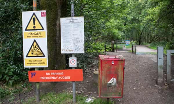 Signs put by the MoD to deter people from using the firing range near Aldershot.