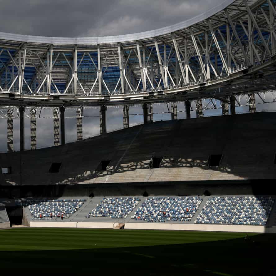 A general view of the interior of Nizhny Novgorod Stadium.