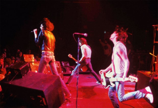 The Ramones play the Rainbow theatre in London on 31 December 1977 – the show that was recorded for the album It’s Alive.