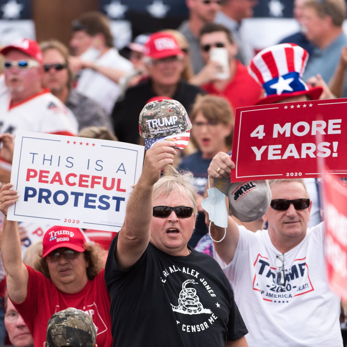 Crowds Eschew Masks At Trump Rally As President Mocks Biden Over Social Distancing Us Elections 2020 The Guardian
