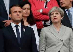 The two leaders observe the minute’s silence after recent terror attacks in both France and the UK