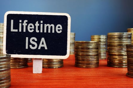 Coins next to a lifetime Isa sign