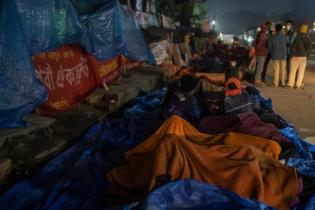 Garment workers camp out in front of the Dhaka Press Club