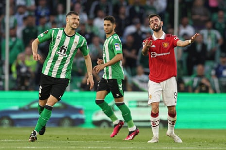 Bruno Fernandes shows his frustration.