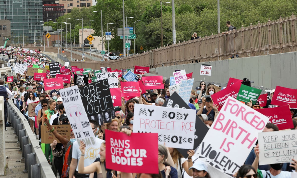 Support for a woman's right to choose is demonstrated by a pro-choice group.