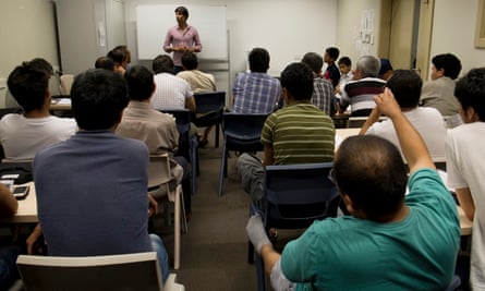 Asylum seekers on bridging visas at an English language class run by Human Care Welfare.