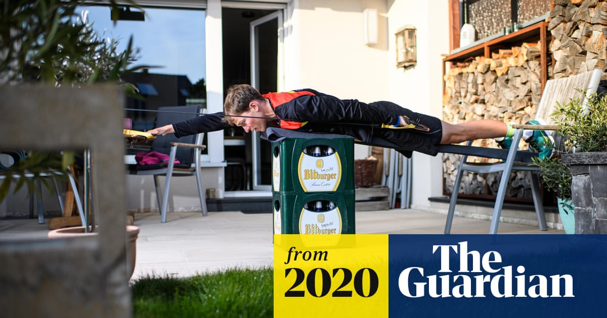 Working from home: athletes find inventive ways to train – in pictures