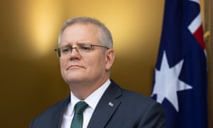 Prime minister Scott Morrison at a press conference in the PM's courtyard of Parliament House, Canberra