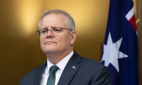 Prime Minister Scott Morrison at a press conference in the PM’s courtyard of Parliament House