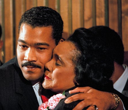 A man hugs his mother.