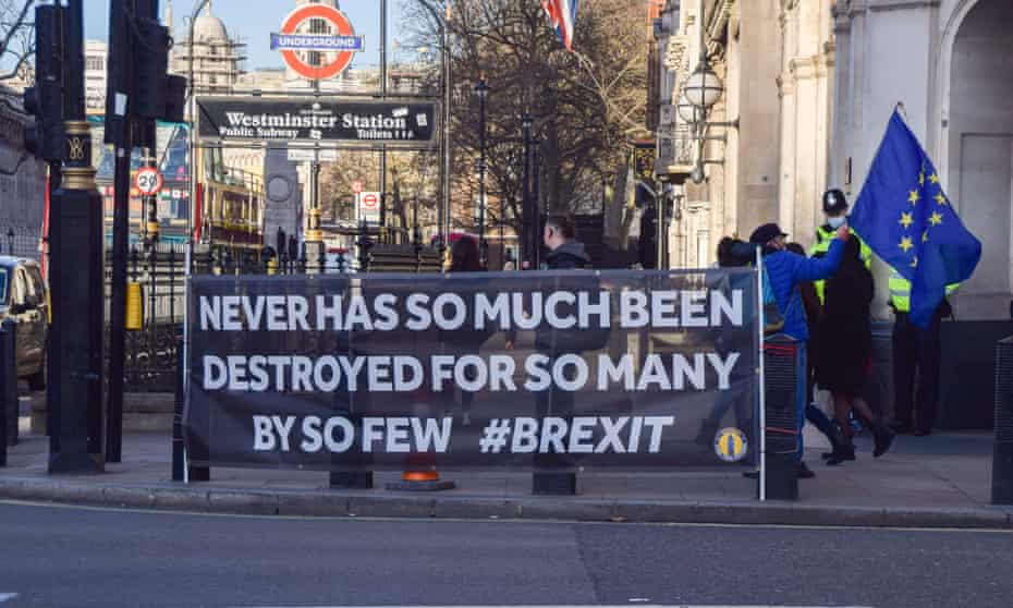 Anti-Brexit protest, Westminster, London, 5 January 2022.