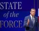 ‘No beardos, no weirdos, no wimps’: Hegseth says he will cut number of US generals by 20% in anti-diversity speech – live