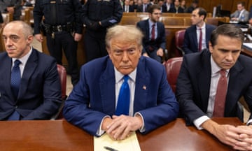 Donald Trump sits in the courtroom at Manhattan criminal court in New York on Friday.