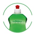Washing-up liquid bottle cut-out inside green-rimmed circle