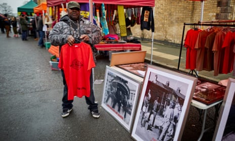 Photographer Leroy Cooper selling pictures of Liverpool street life in 2018.