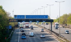 Traffic on the M1 motorway in Leicester