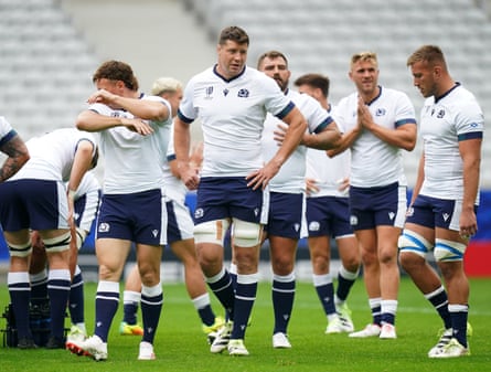 Grant Gilchrist in training with Scotland for the Rugby World Cup match against Romania