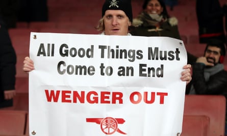 An Arsenal fan makes his feelings known during Bayern’s last trip to the Emirates in 2017.