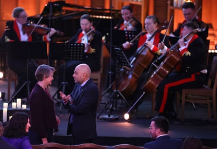 With Yvette Cooper at a ceremony for Holocaust Memorial Day and the 80th anniversary of the liberation of Auschwitz-Birkenau in London last year.