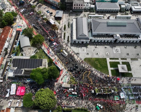 Activists participate in a climate protest during the COP30 U.N. Climate Summit, Saturday, Nov. 15, 2025, in Belem, Brazil.