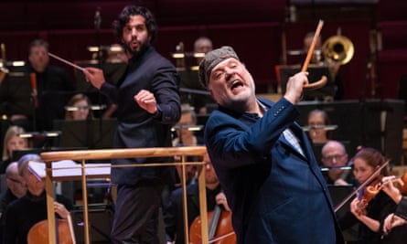 Funny and wonderfully subtle: Bryn Terfel (front) with Domingo Hindoyan and the Royal Liverpool Philharmonic.