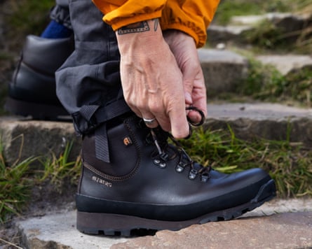 Paddy is pictured wearing the Altberg Malham hiking boots near Alnwick, Northumberland. Photo by Fabio De Paola