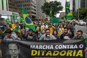 Demonstrators protest against Sao Paulo’s governor Joao Doria and the vaccination with Chinese immunizer against Covid-19 coronavirus, CoronaVac in Sao Paulo, Brazil, on 8 December, 2020. The Brazilian state of Sao Paulo will start vaccinating against COVID-19 with Chinese immunizer CoronaVac on 25 January, which is in its last phase of study.