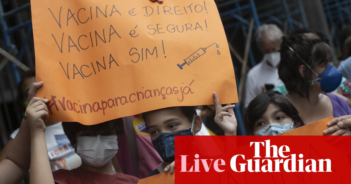 Covid news live: Bolsonaro criticises plans to vaccinate young children as Brazil cases soar