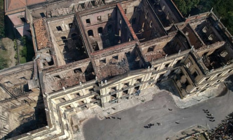 The shell of Rio de Janeiro’s National Museum after a fire ripped through the building destroying about 20m items, including an irreplaceable collection of indigenous artefacts and research.