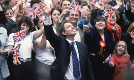 Tony Blair arriving in Downing Street after his landslide election victory in 1997