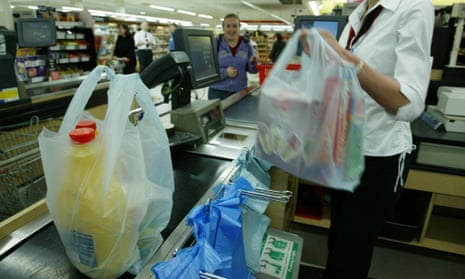 Generic Coles Myer supermarket with plastic bags