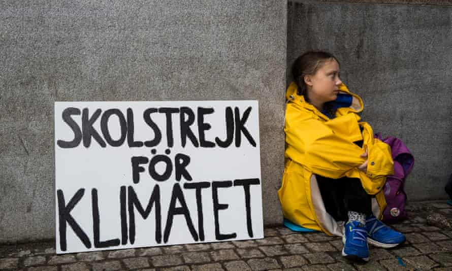 Thunberg on her strike last August.