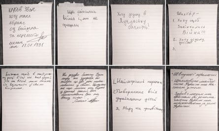 A selection of wishlists by the soldiers:Clockwise from top left Photo 1: Klyuev Ivan: I want a tank Abrams from Biden And victory Photo 2: The war to end and we don’t lose Photo 3: I want to go home to the Luhansk region! Photo 4: Shakhter (Miner) 1. I want the war to end!!! 2. I want to go home to my family 3. Photo 5: I hope that next year the soldiers who have been at war for two years will have the opportunity to have a rest with their loved ones. Photo 6: For Christmas, I wish you peace and health, because these are the only two things that matter most in the world. Appreciate what you have and believe in the best. May God bless you and your family! “Sokol” Photo 7: 1. I wish for the soonest possible victory 2. Return of all Ukrainian children 3. Peace and prosperity Photo 8: We wish you a quick victory A happy future for Ukraine and our children Health to the people and countries that help Ukraine and care about Ukraine’s fate.