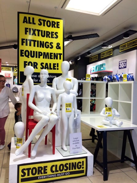 Closing down BHS store with empty shelves and dummies at St Ann’s shopping centre, in Harrow, north London.