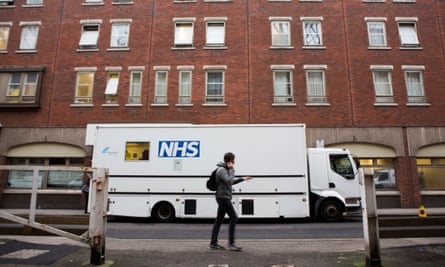 The Find & Treat mobile x-ray unit, parked outside a youth hostel in central London. The van is a public health initiative for seeking out cases of TB in hard-to-reach groups.