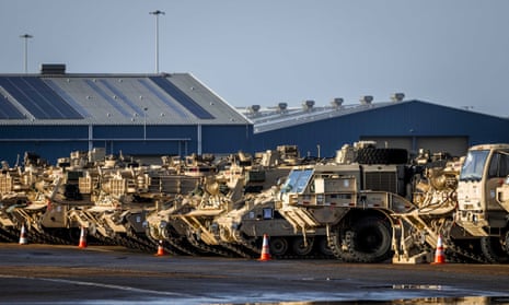 US military vehicles arrive in Vlissingen on their way to strengthen Nato eastern flank.