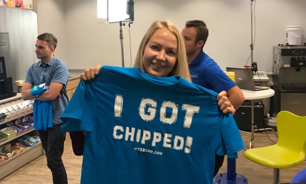 Journalist Olivia Solon after getting microchipped.