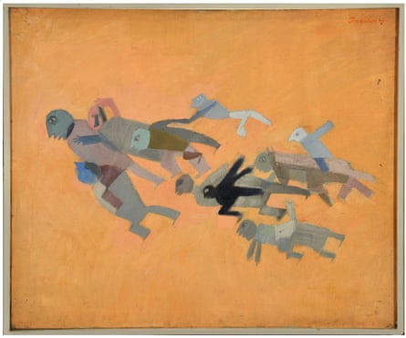 Franciszka Themerson’s Eleven Persons and One Donkey Moving Forwards, 1947.